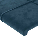 sengegavl med kanter 203x23x118/128 cm fløjl mørkeblå