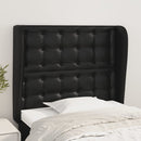 sengegavl med kanter 83x23x118/128 cm kunstlæder sort