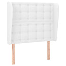 sengegavl med kanter 83x23x118/128 cm kunstlæder hvid