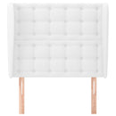 sengegavl med kanter 83x23x118/128 cm kunstlæder hvid