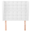 sengegavl med kanter 93x23x118/128 cm kunstlæder hvid