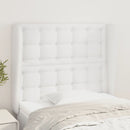 sengegavl med kanter 93x23x118/128 cm kunstlæder hvid