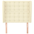 sengegavl med kanter 93x23x118/128 cm kunstlæder cremefarvet