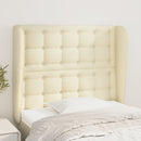 sengegavl med kanter 93x23x118/128 cm kunstlæder cremefarvet