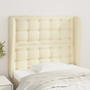 sengegavl med kanter 103x23x118/128 cm kunstlæder cremefarvet