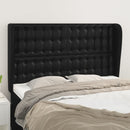 sengegavl med kanter 147x23x118/128 cm kunstlæder sort