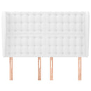 sengegavl med kanter 147x23x118/128 cm kunstlæder hvid