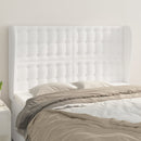 sengegavl med kanter 147x23x118/128 cm kunstlæder hvid