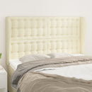 sengegavl med kanter 147x23x118/128 cm kunstlæder cremefarvet