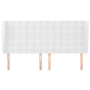sengegavl med kanter 163x23x118/128 cm kunstlæder hvid