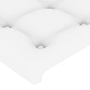 sengegavl med kanter 163x23x118/128 cm kunstlæder hvid