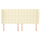 sengegavl med kanter 163x23x118/128 cm kunstlæder cremefarvet