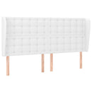 sengegavl med kanter 183x23x118/128 cm kunstlæder hvid