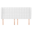 sengegavl med kanter 183x23x118/128 cm kunstlæder hvid