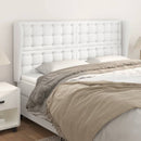sengegavl med kanter 183x23x118/128 cm kunstlæder hvid