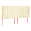 sengegavl med kanter 183x23x118/128 cm kunstlæder cremefarvet