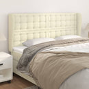 sengegavl med kanter 183x23x118/128 cm kunstlæder cremefarvet