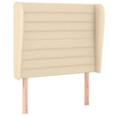 sengegavl med kanter 83x23x118/128 cm stof cremefarvet
