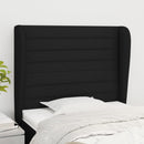 sengegavl med kanter 93x23x118/128 cm stof sort