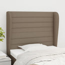 sengegavl med kanter 93x23x118/128 cm stof gråbrun