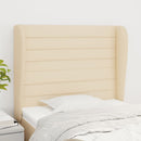 sengegavl med kanter 93x23x118/128 cm stof cremefarvet