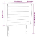 sengegavl med kanter 93x23x118/128 cm stof blå