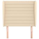 sengegavl med kanter 103x23x118/128 cm stof cremefarvet