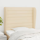 sengegavl med kanter 103x23x118/128 cm stof cremefarvet