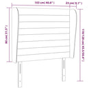 sengegavl med kanter 103x23x118/128 cm stof blå