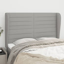 sengegavl med kanter 147x23x118/128 cm stof lysegrå