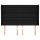 sengegavl med kanter 147x23x118/128 cm stof sort