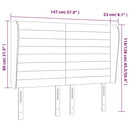sengegavl med kanter 147x23x118/128 cm stof sort