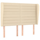 sengegavl med kanter 147x23x118/128 cm stof cremefarvet