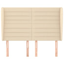 sengegavl med kanter 147x23x118/128 cm stof cremefarvet