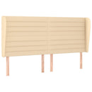 sengegavl med kanter 163x23x118/128 cm stof cremefarvet