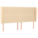 sengegavl med kanter 183x23x118/128 cm stof cremefarvet