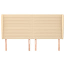sengegavl med kanter 183x23x118/128 cm stof cremefarvet