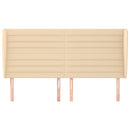 sengegavl med kanter 203x23x118/128 cm stof cremefarvet