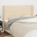 sengegavl med kanter 203x23x118/128 cm stof cremefarvet
