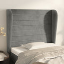 sengegavl med kanter 83x23x118/128 cm fløjl lysegrå
