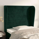 sengegavl med kanter 83x23x118/128 cm fløjl mørkegrøn
