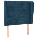 sengegavl med kanter 83x23x118/128 cm fløjl mørkeblå