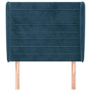 sengegavl med kanter 83x23x118/128 cm fløjl mørkeblå