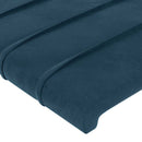 sengegavl med kanter 83x23x118/128 cm fløjl mørkeblå