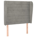 sengegavl med kanter 93x23x118/128 cm fløjl lysegrå