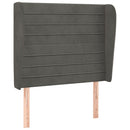 sengegavl med kanter 93x23x118/128 cm fløjl mørkegrå