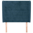sengegavl med kanter 93x23x118/128 cm fløjl mørkeblå