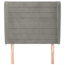 sengegavl med kanter 103x23x118/128 cm fløjl lysegrå