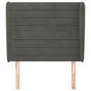 sengegavl med kanter 103x23x118/128 cm fløjl mørkegrå