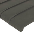 sengegavl med kanter 103x23x118/128 cm fløjl mørkegrå